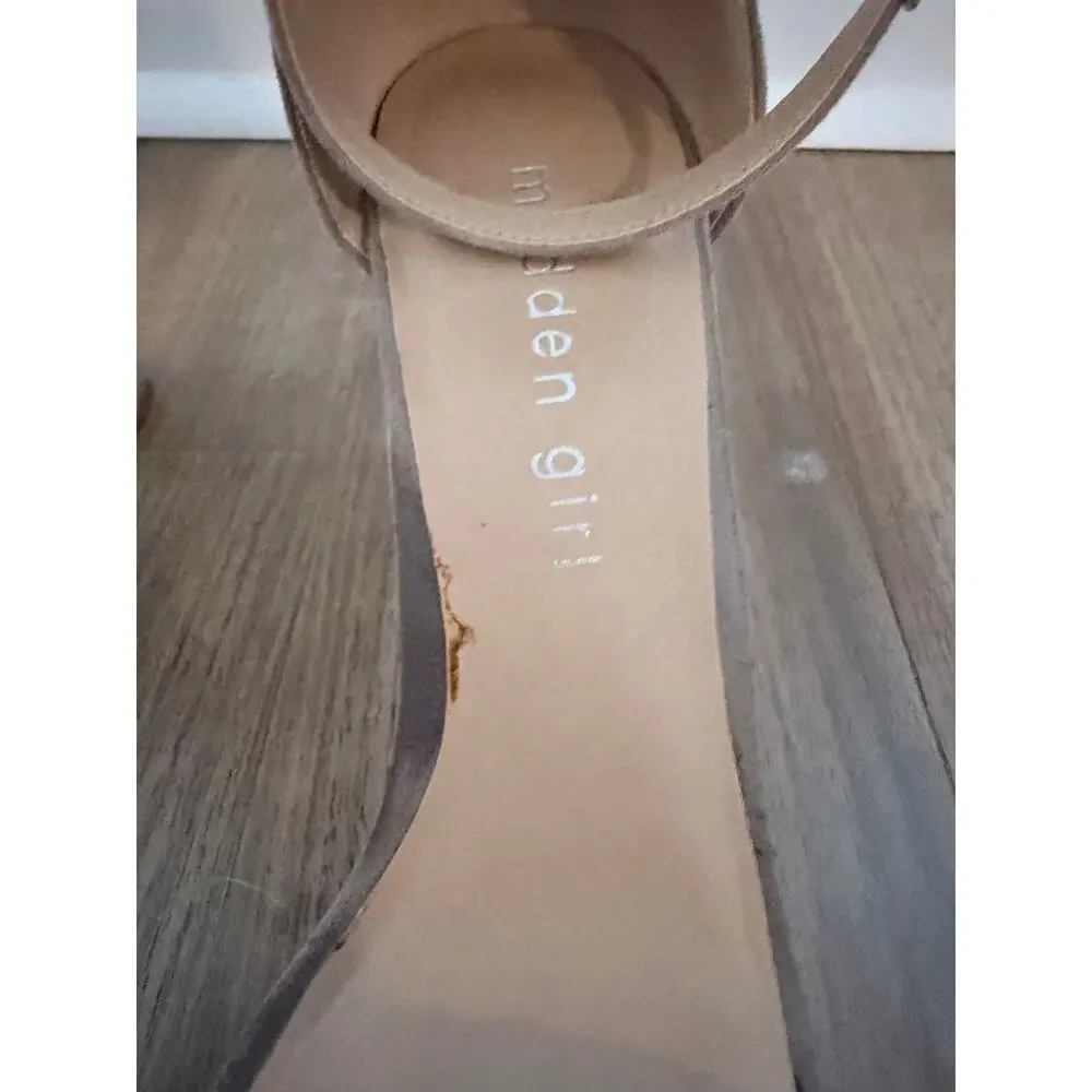 Madden Girl Beella block-heel sandals tan faux-suede material-Sizs 7 - Picture 6 of 7